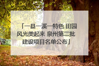 一县一溪一特色 田园风光美起来 泉州第二批建设项目名单公布